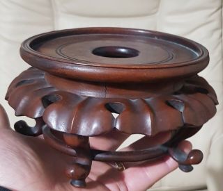 Large Antique Chinese Carved Hardwood Vase Stand Quality 19thc.