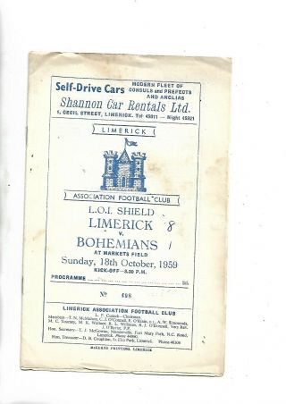 18/10/59 Rare Loi Shield Limerick V Bohemians 8 - 1 Match