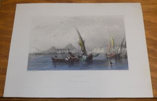 1840 Antique Color Print///corfu Island,  Greece