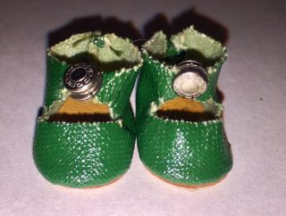 Vintage 1950s Green Oilcloth Center Snap Shoes For 8” Vogue Ginny,  Alexanderkins