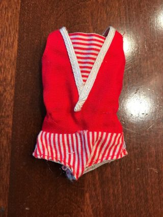 Vintage Barbie Skipper Red And White One - Piece Swimsuit