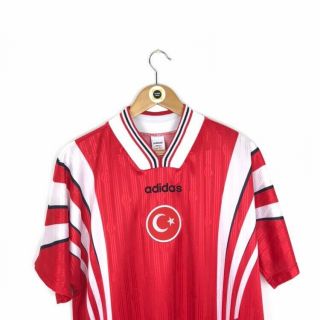 Vintage Rare Adidas Turkey National Red And White 1996 - 97 Home Football Shirt