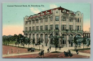 Central National Bank St.  Petersburg Florida—rare Antique Postcard 1913