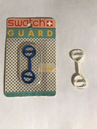 Vintage Blue Swatch Watch Guard In Blister Pack Nos,  Clear Guard