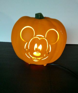 Disney Mickey Mouse Light Up Jack O Lantern Halloween Pumpkin Decor Rare
