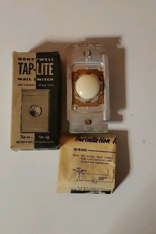 Vintage Honeywell Satin Ivory Tap - Lite Taplite Wall Light Switch,  Push Button