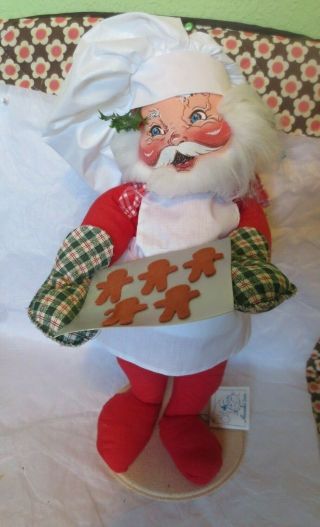 Vintage Annalee Christmas Doll Mr Santa Claus Baking Gingerbread Cookies 19 "