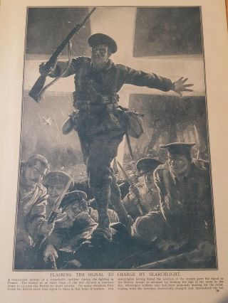 World War One Antique Print - Wwi British Troops Charge From Trenches