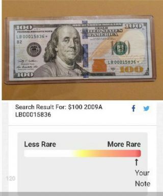Rare 2009a $100 Star Note Low Serial Lb00015836