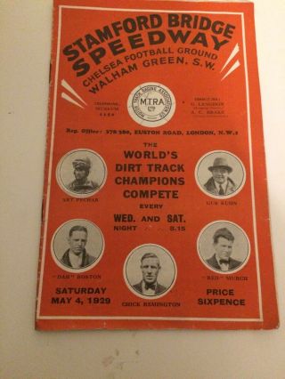 Rare Stamford Bridge Speedway Programme May 4th 1929