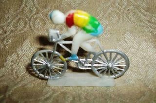 Rare Vintage Cyclist Bicyclist Cake Topper Decoration Bicycle Bike W/ Rider Exc