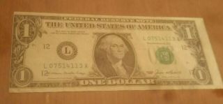 Miscut & Misaligned Dollar $1 Bill Error Cut RARE 1985 L series SF circulated 2