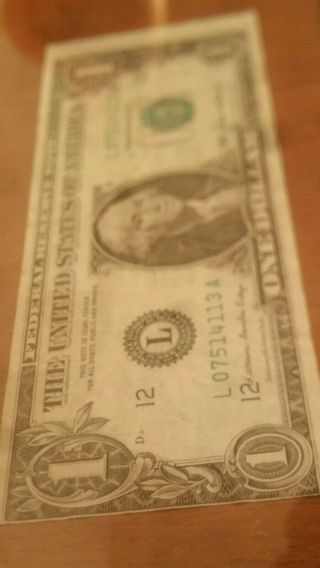 Miscut & Misaligned Dollar $1 Bill Error Cut RARE 1985 L series SF circulated 3