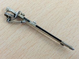 Antique Silver & Enamel Sword Brooch Pin 1900