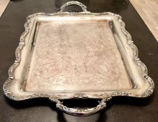 Wm Rogers Serving Tray Platter Silver Plated Large 23” X14” Dual Handles Ornate