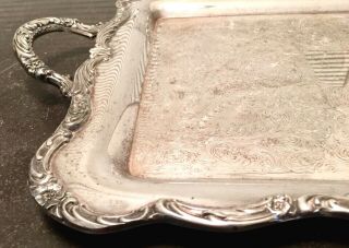 Wm Rogers Serving Tray Platter Silver Plated Large 23” X14” Dual Handles Ornate 2