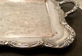 Wm Rogers Serving Tray Platter Silver Plated Large 23” X14” Dual Handles Ornate 3