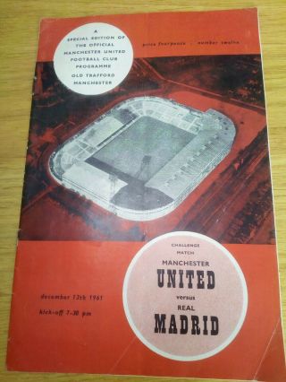 Rare Manchester United V Real Madrid 1961 Programme