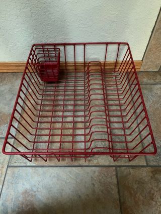 Vintage/retro Rare Red Rubbermaid Houseware Coated Wire Dish Drainer Drying Rack