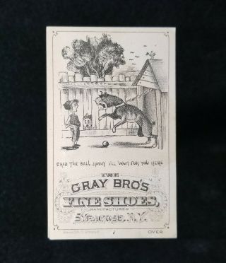 Rare 1880s Baseball Trade Card Syracuse Lith Co York Gray Bros Shoes Joliet