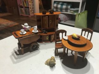 Vintage Dollhouse Dining Room Furniture And Accessories