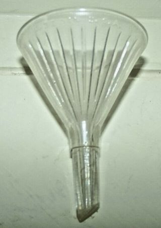Vtg Antique Made In Usa Apothecary Pharmacy Ribbed Glass Funnel 1 Oz