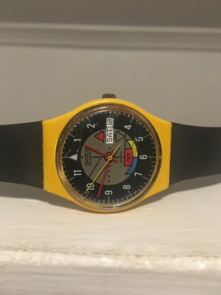 Vintage Swatch Watch 80s Yellow And Black