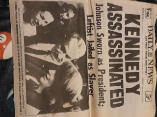 York Daily News Paper Kennedy Assassinated Death November 23 1963 Full Rare