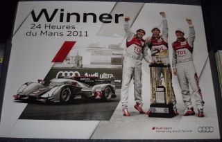 Le Mans 2011 Winner Official Audi R18 Extremly Rare Special Commemorative Poster
