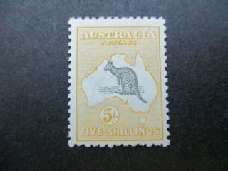 Kangaroo Stamps: 5/ - Yellow 3rd Watermark Rare (c223)