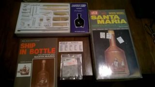 Santa Maria Ship In A Bottle Series Wood Kit Complete With Antique Bottle