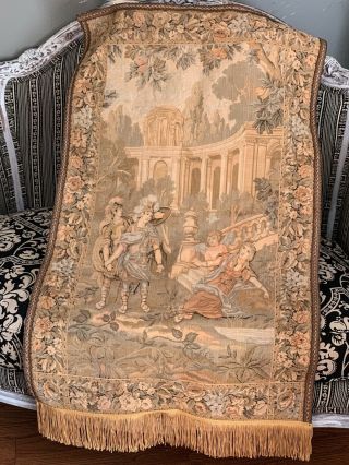 Medieval Victorian Wall Tapestry Hanging Vintage Cherub Tassels France French