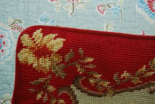 Rooster Vintage Handmade Needlepoint 17” Throw Pillow Cover 3