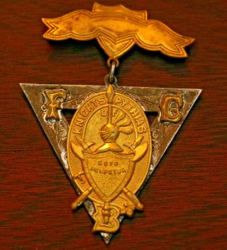 2 Antique 19th Century Vintage Knights Pythias Badge Fraternal Medal