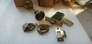 Vtg Antique Nos Door Lock Latch Russwin Brass Set Woburn Mortise