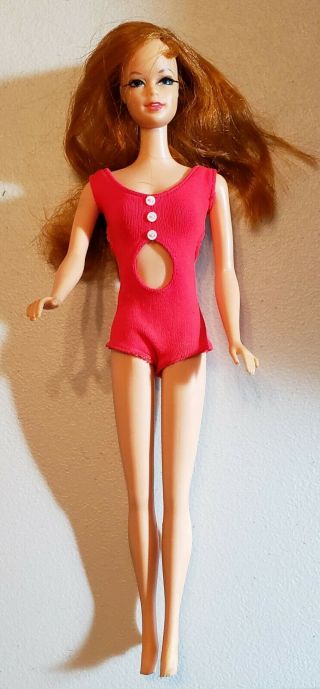 Vintage 1966 Red Hair Stacey Doll Twist Turn Real Lashes Bendy Knees And A Gown
