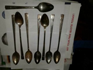 7 Vintage Caprice Nobility Plate Iced Tea Spoons Silverplate Flatware