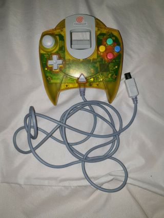 Rare Sega Dreamcast Translucent Yellow Clear Oem Controller Hkt - 7700