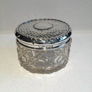 Solid Silver And Cut Glass Vanity Jar,  Birmingham 1908,  Levi & Salaman