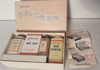 Rare Vtg Johnson & Johnson Care Gift Set Baby Oil Soap Cream Powder