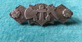 Antique Silver Faith Hope Charity Brooch Vintage Jewellery Stamped