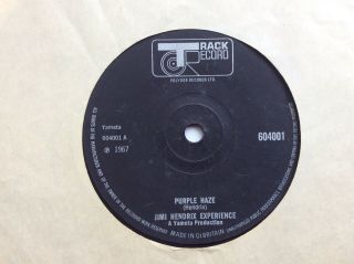 Jimi Hendrix Experience “purple Haze” Uk 1967 Track 7” Rare Solid Centre