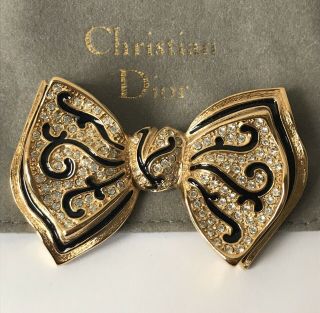 Large Vintage Rare Christian Dior Signed Bow Pin Brooch French Couture