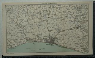 1902 Bartholomew Map Of Brighton District,  Sussex - Worthing,  Lewes,  Newhaven.