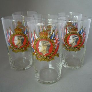Rare Set 6 King Edward Viii 1937 Coronation Glasses Royalty/royal/commemorative