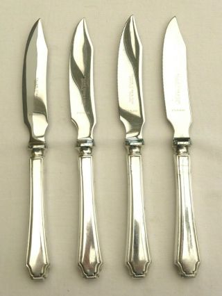 4 X Art Deco Silver Plated Royal Crown Pattern Cutlery Steak Knives 1470355/359