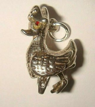 Rare Vintage Silver Nuvo Pirate Duck With Moving Peg Leg & Eye Patch Charm