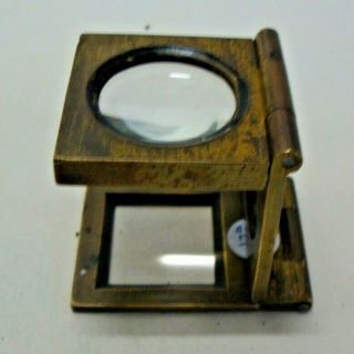 Antique Brass Framed Thread Counter Magnifying Glass (pocket Microscope)