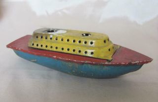 Vintage 1930s German Child Tin Toy – Boat W/jet Propulsion Rare