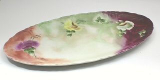 Antique Jean Pouyat (j.  P.  L) Limoges France Hand Painted Floral Oblong Dish